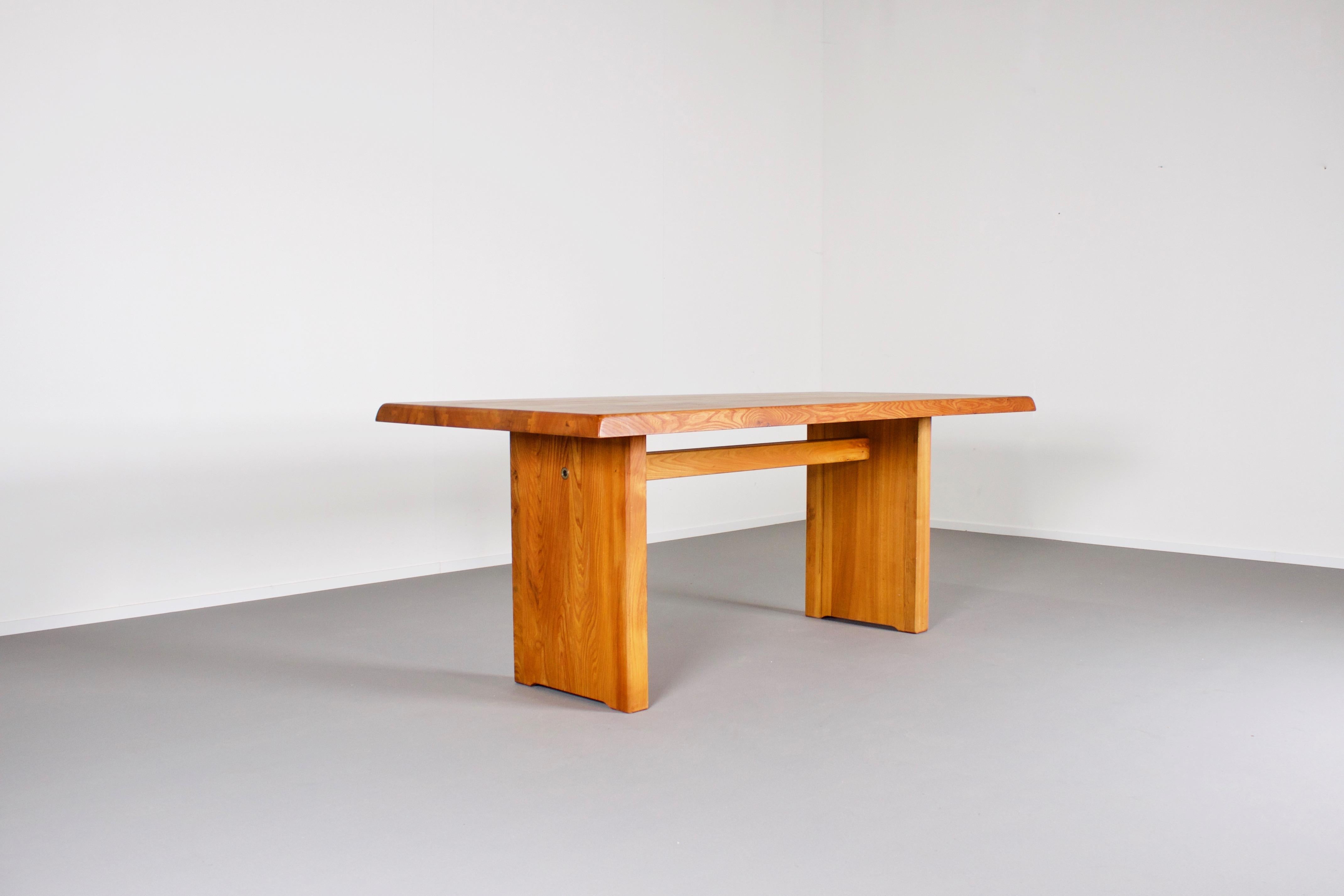 Mid-Century Modern Impressive Pierre Chapo T14c Dining Table in Solid Elmwood, France, 1960s