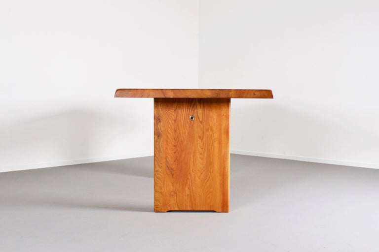 20th Century Impressive Pierre Chapo T14c Dining Table in Solid Elmwood, France, 1960s