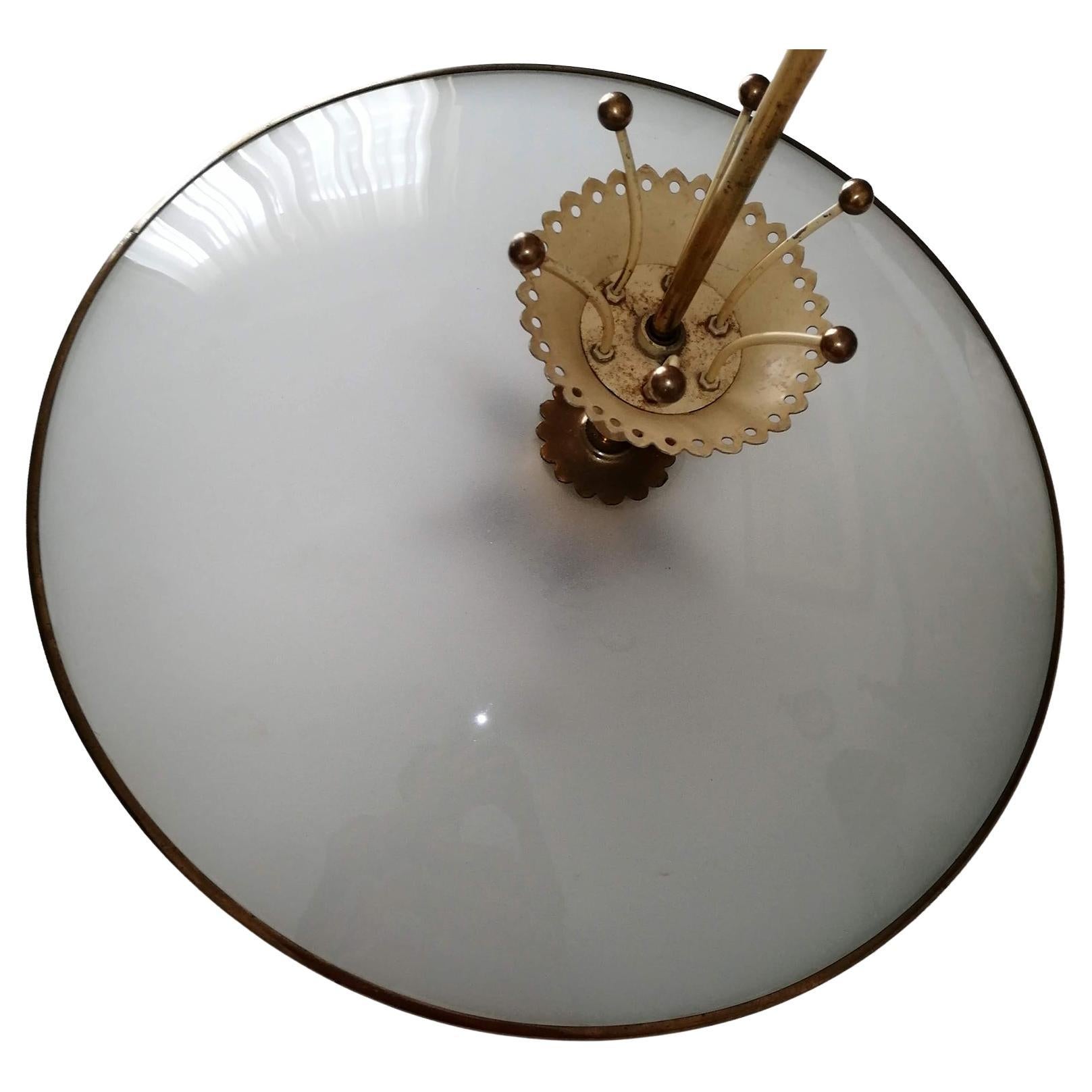 XX secolo Impressionante lampadario Pietro Chiesa for Fontana Arte Six Light Chandelier c 1940 in vendita