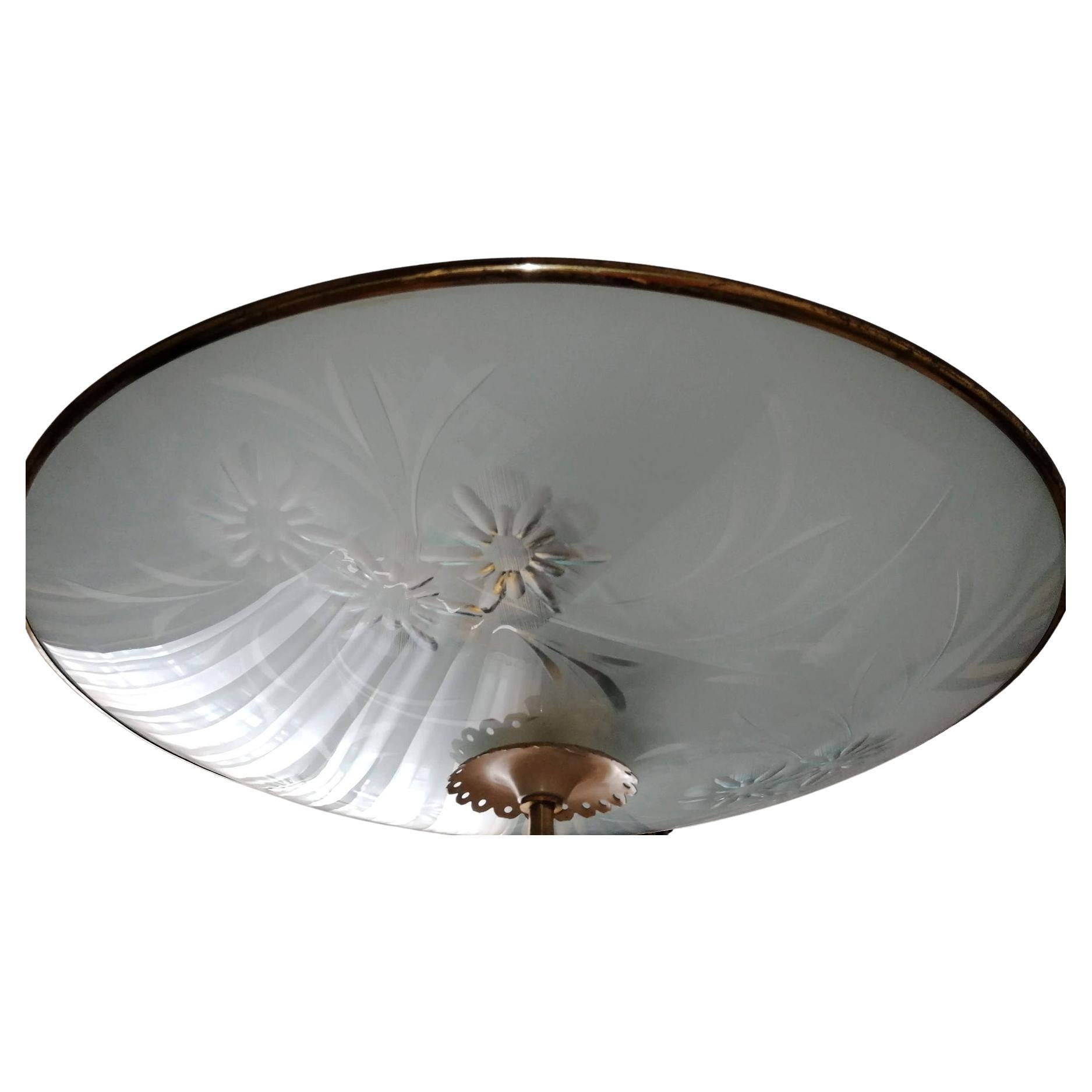 Impressionante lampadario Pietro Chiesa for Fontana Arte Six Light Chandelier c 1940 in vendita 1
