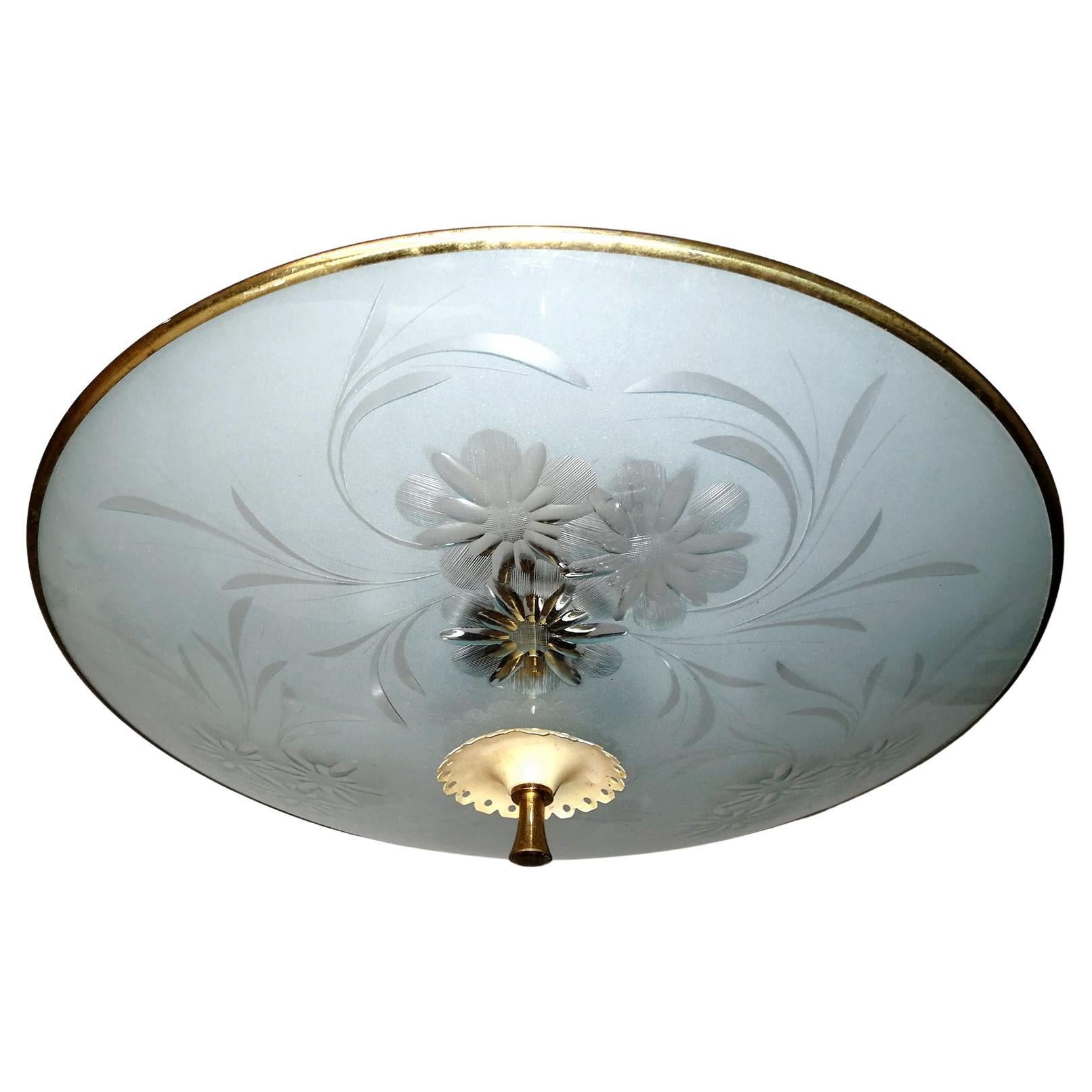 Impressionante lampadario Pietro Chiesa for Fontana Arte Six Light Chandelier c 1940 in vendita 4