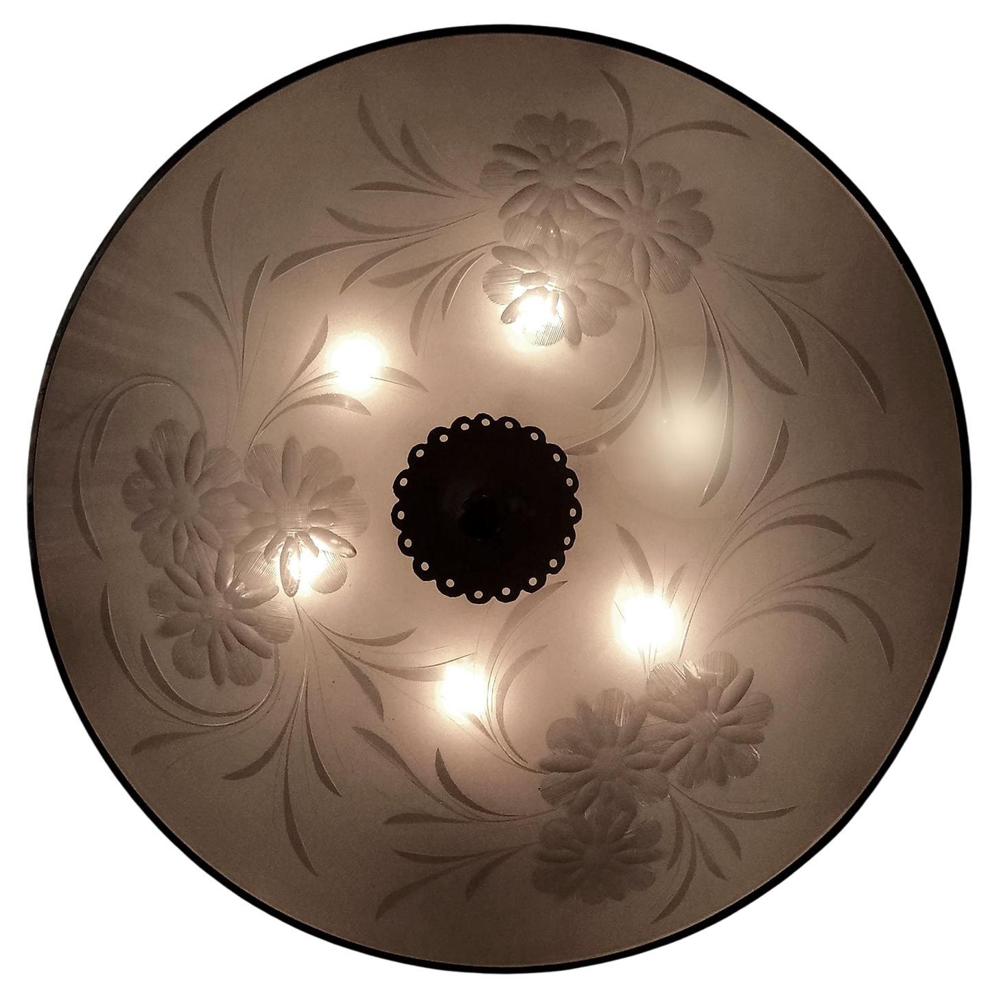 Impressionante lampadario Pietro Chiesa for Fontana Arte Six Light Chandelier c 1940 In condizioni buone in vendita a Coimbra, PT