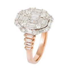 Impressive Pink 18K Gold White Diamond Ring For Her
