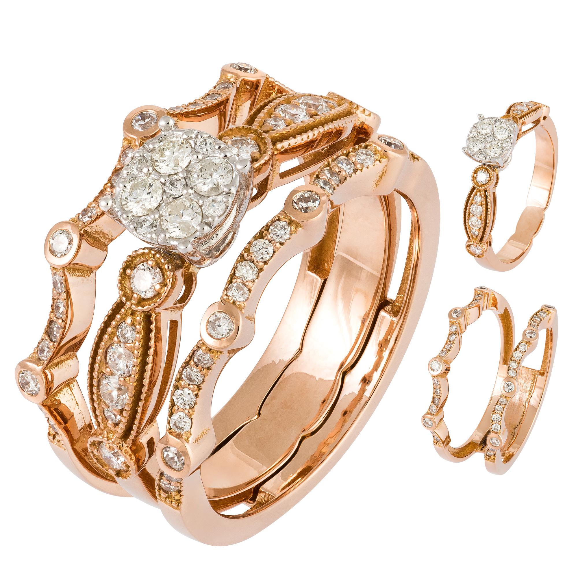 For Sale:  Impressive Pink 18K Gold White Diamond Ring For Her 2