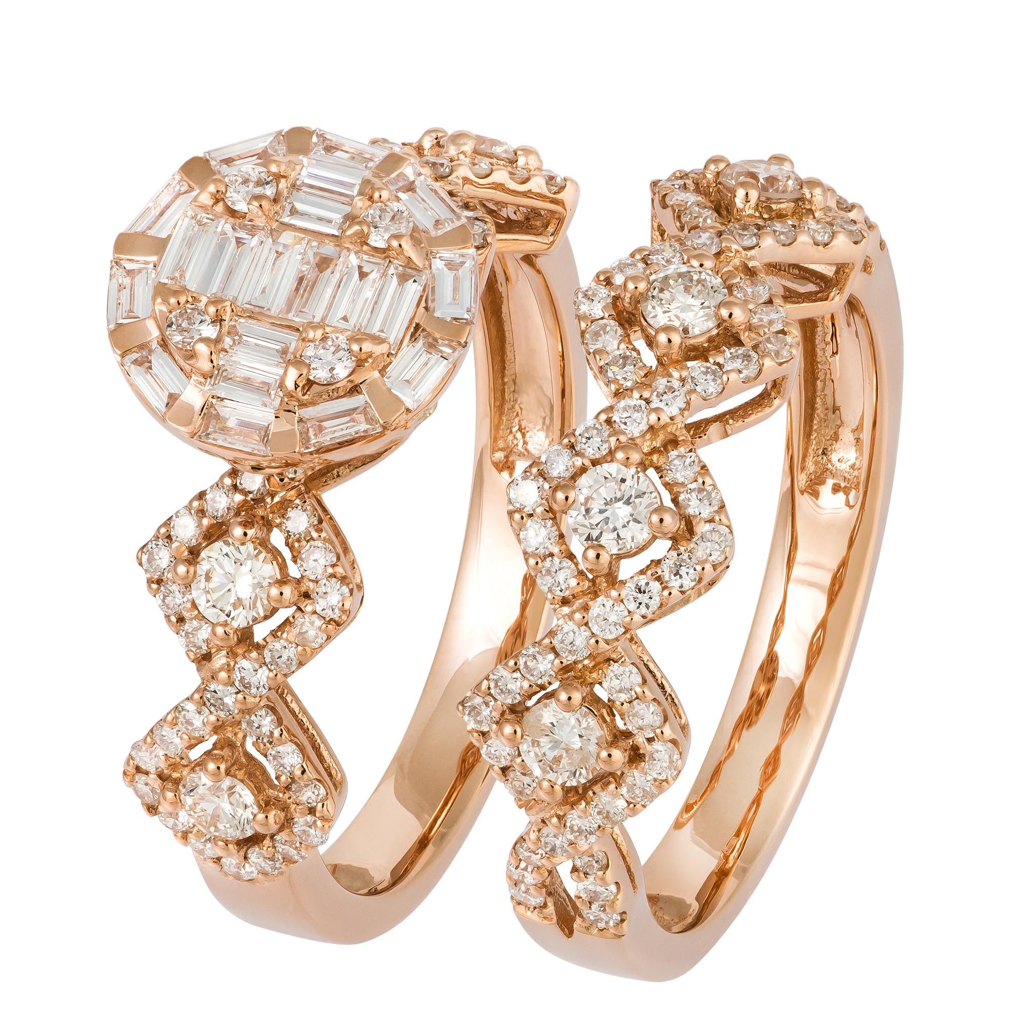 For Sale:  Impressive Pink 18K Gold White Diamond Ring For Her 3