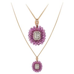Impressive Pink Sapphire Diamond 18 Karat White Gold Necklace for Her