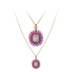 Impressive Pink Sapphire Diamond 18 Karat White Gold Necklace for Her