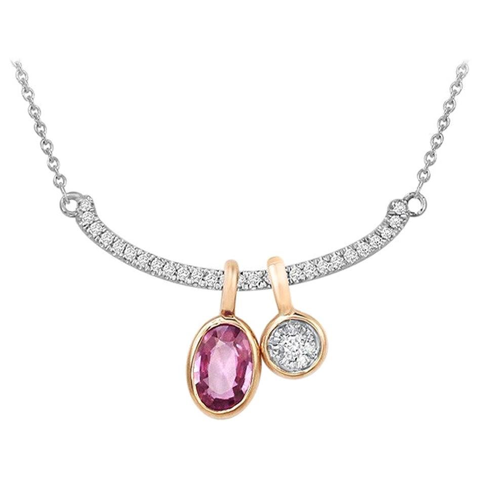 Impressive Pink Sapphire Diamond White Gold Necklace
