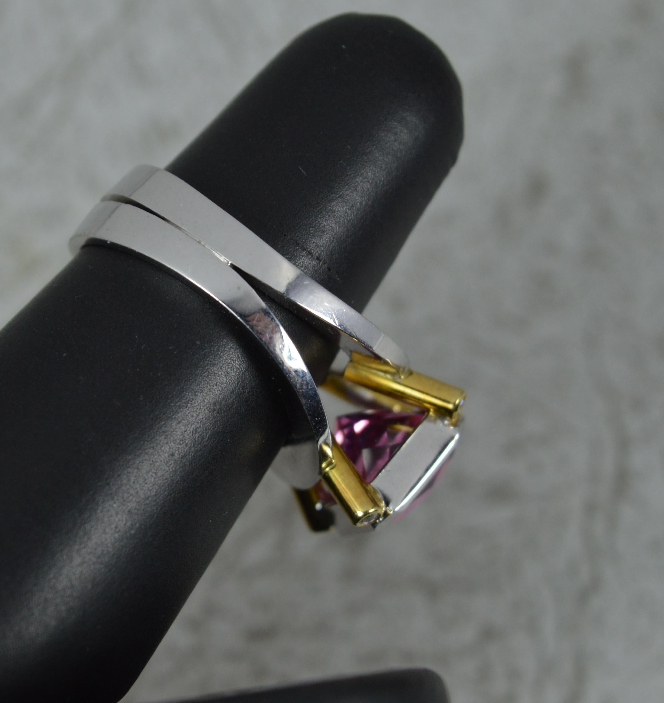 Impressive Pink Tourmaline and Diamond 18ct Gold Statement Ring For Sale 4