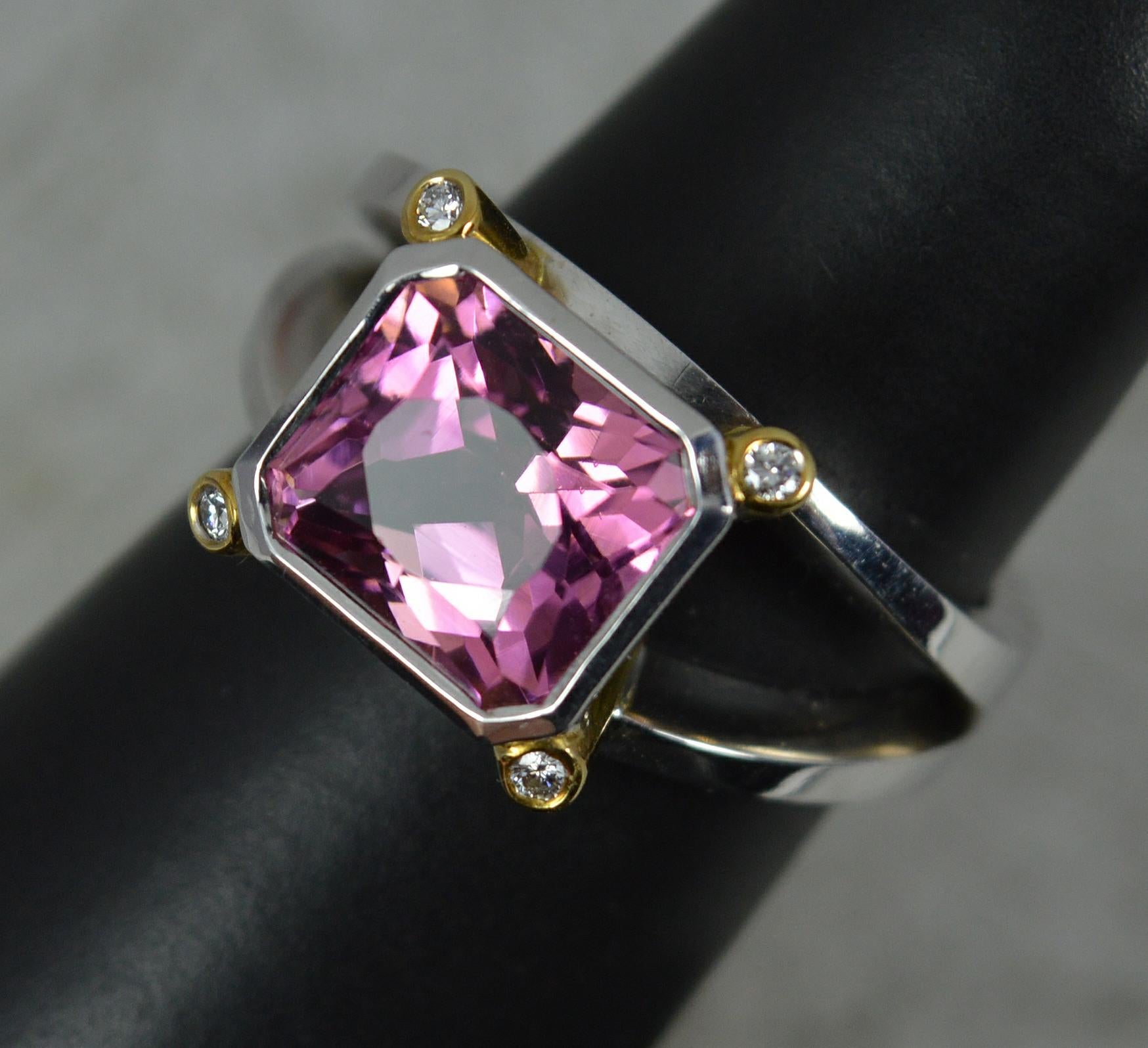 Impressive Pink Tourmaline and Diamond 18ct Gold Statement Ring For Sale 5
