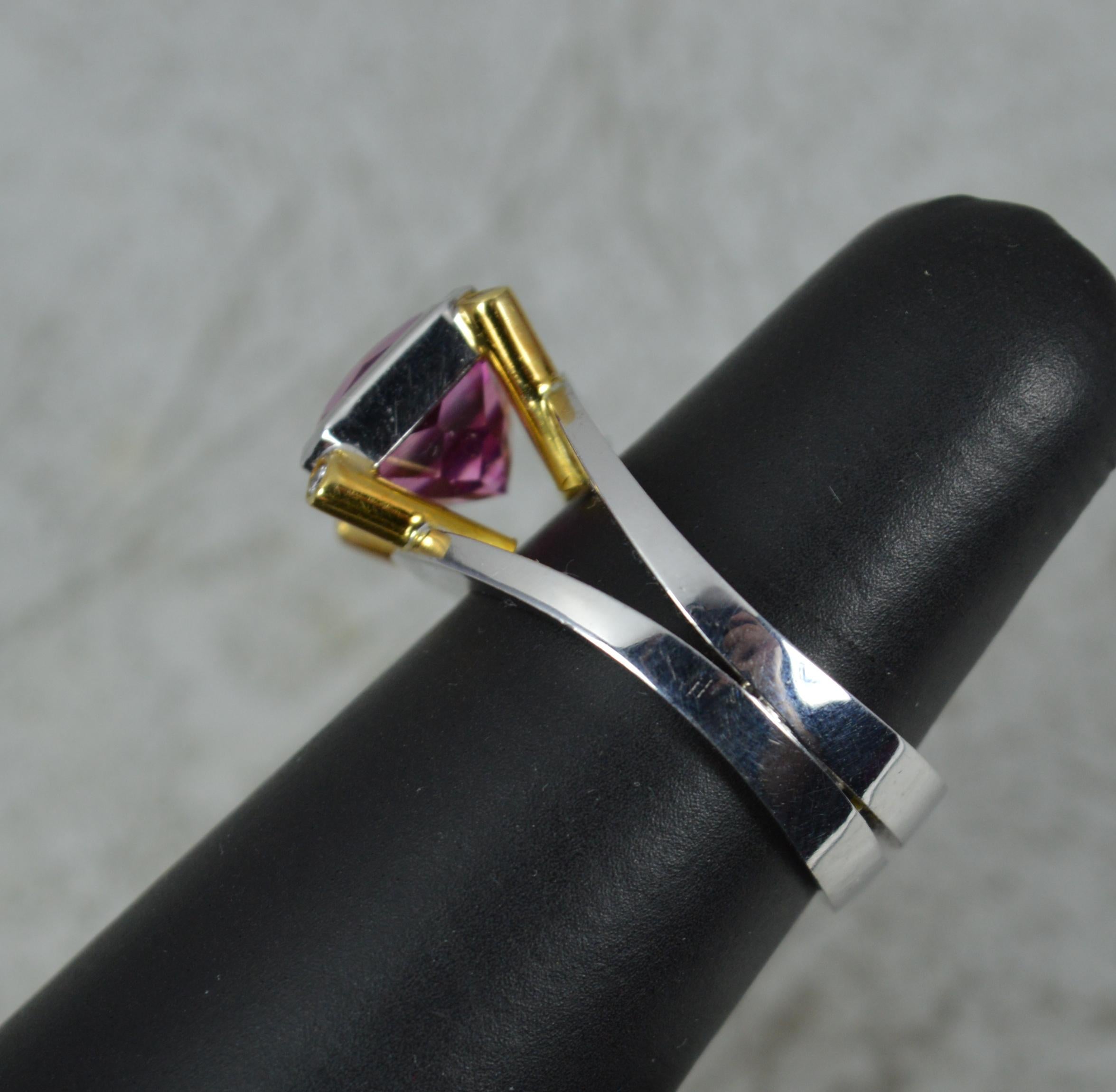 Impressive Pink Tourmaline and Diamond 18ct Gold Statement Ring For Sale 2