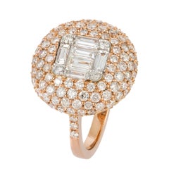 Impressive Pink White 18K Gold Yellow Diamond Ring for Her