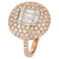 Beeindruckender rosa-weißer Diamantring aus 18 Karat Gold mit gelbem Diamanten für sie