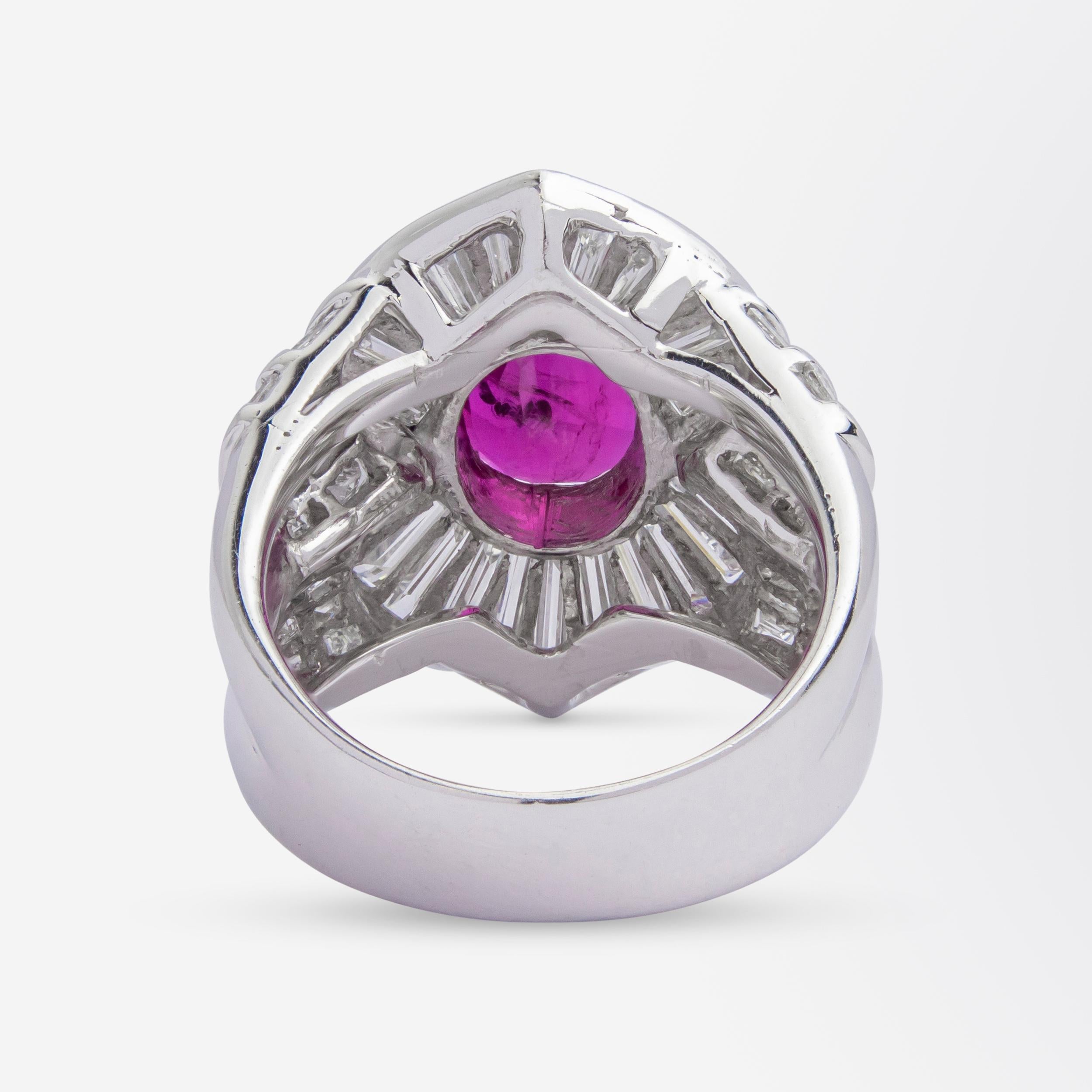 Impresionante Anillo de Platino, Diamante y Rubí Certificado por la GIA en Bueno estado para la venta en Brisbane City, QLD