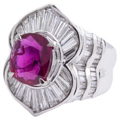 Impressive Platinum, Diamond, and GIA Certified Ruby Ring