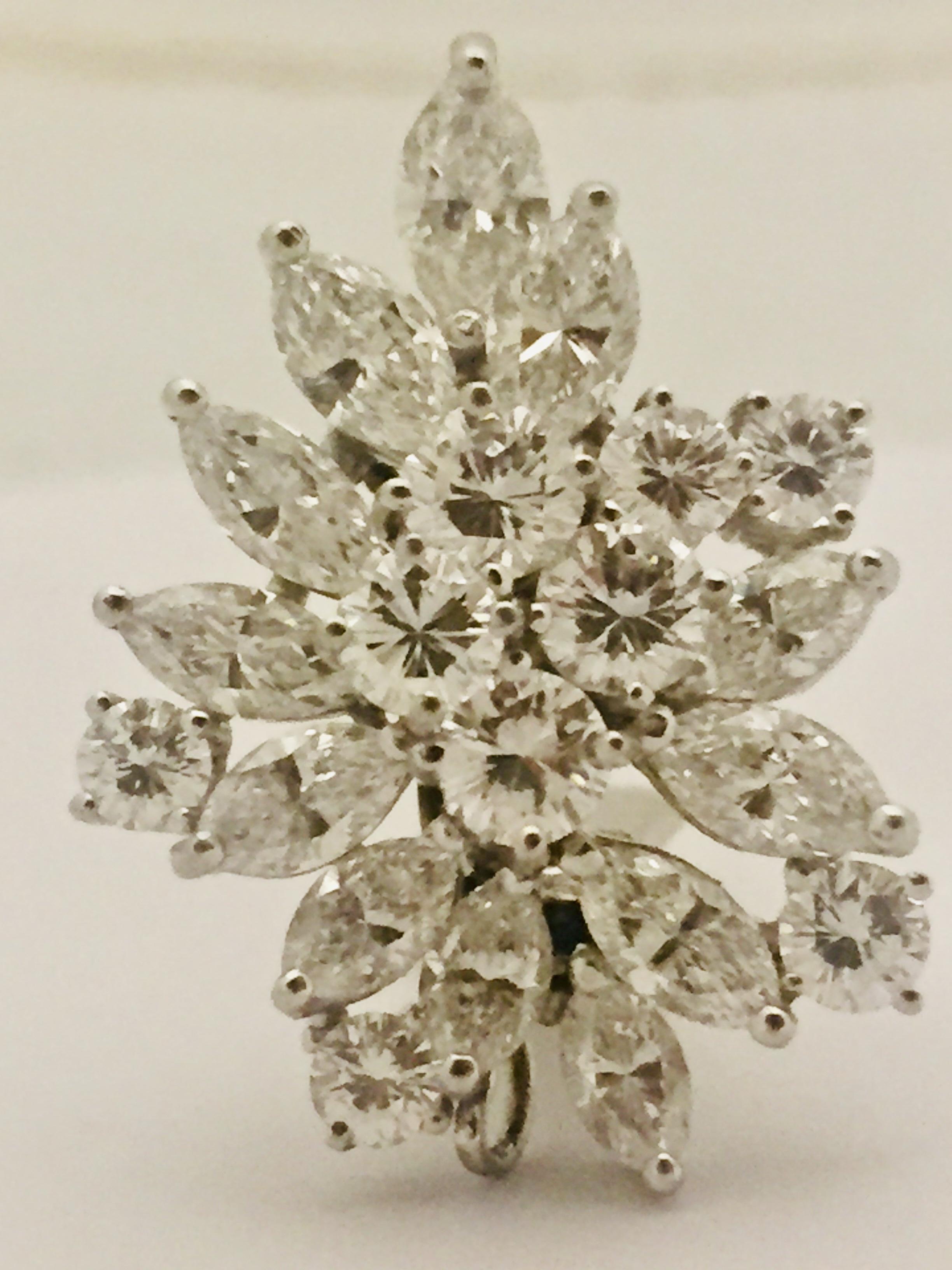 Women's Impressive Platinum Diamond Cluster Earrings For Sale