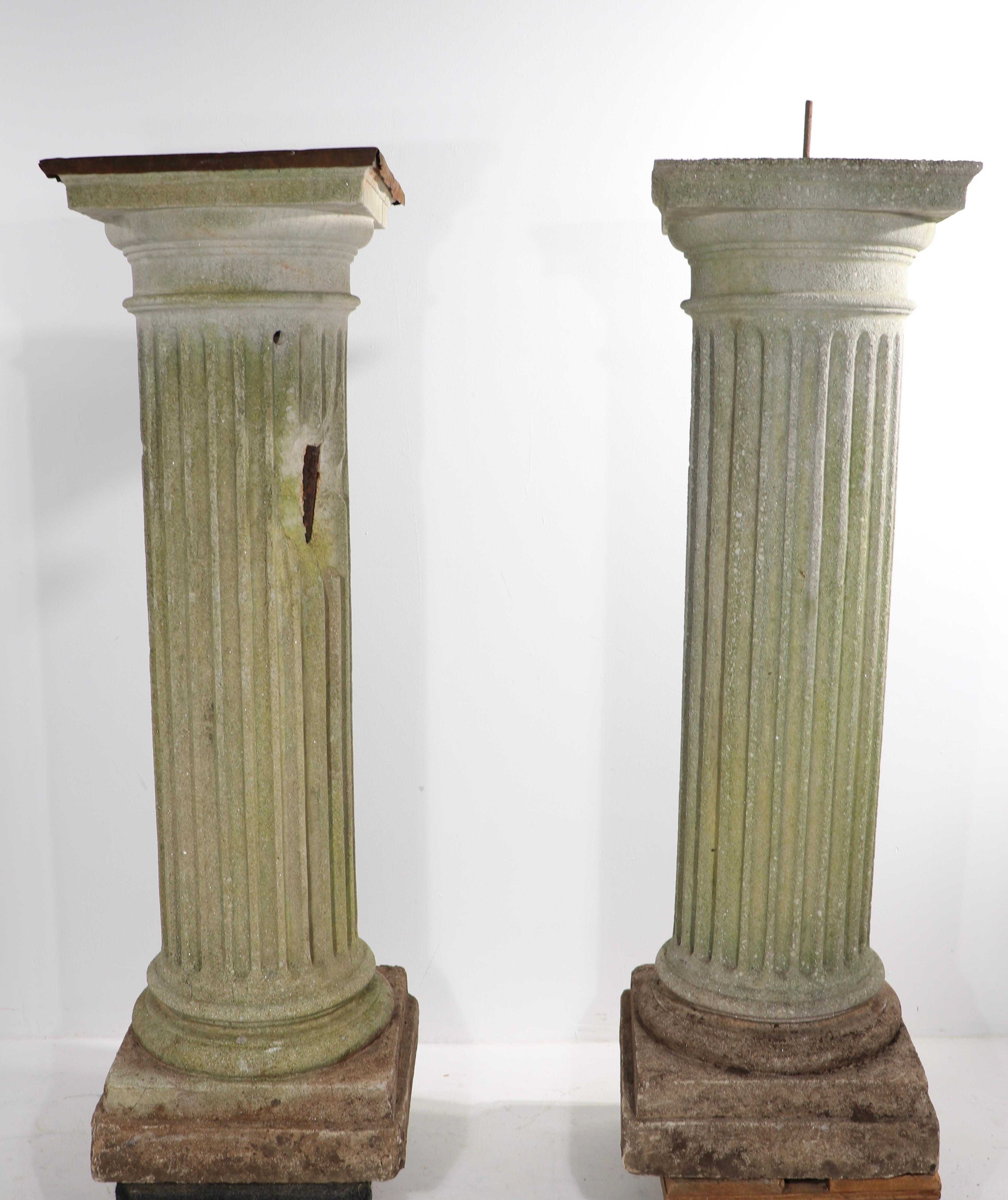 Impressive Pr. Cast Stone Columns with Jardiniere Tops For Sale 4