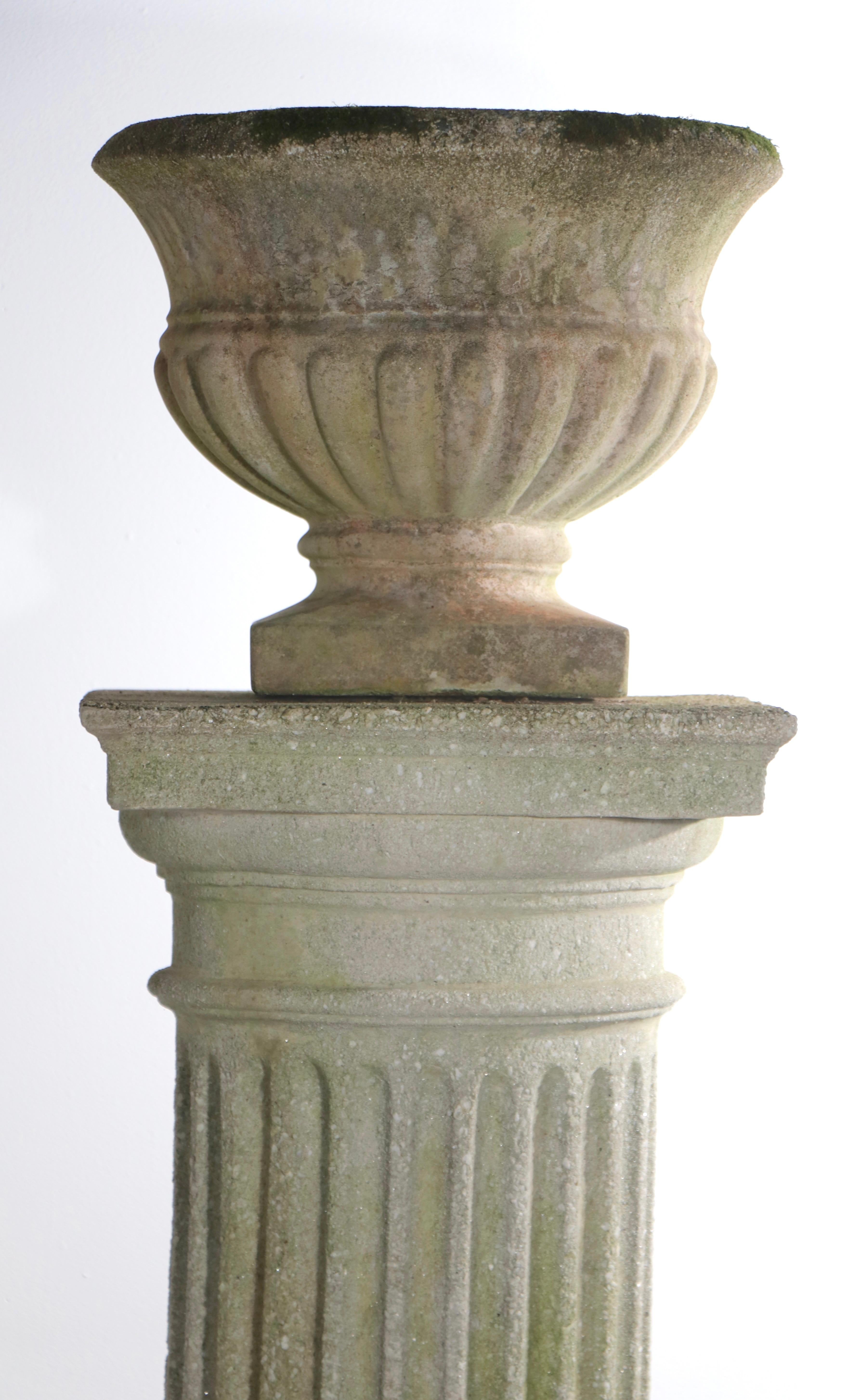 Impressive Pr. Cast Stone Columns with Jardiniere Tops For Sale 10