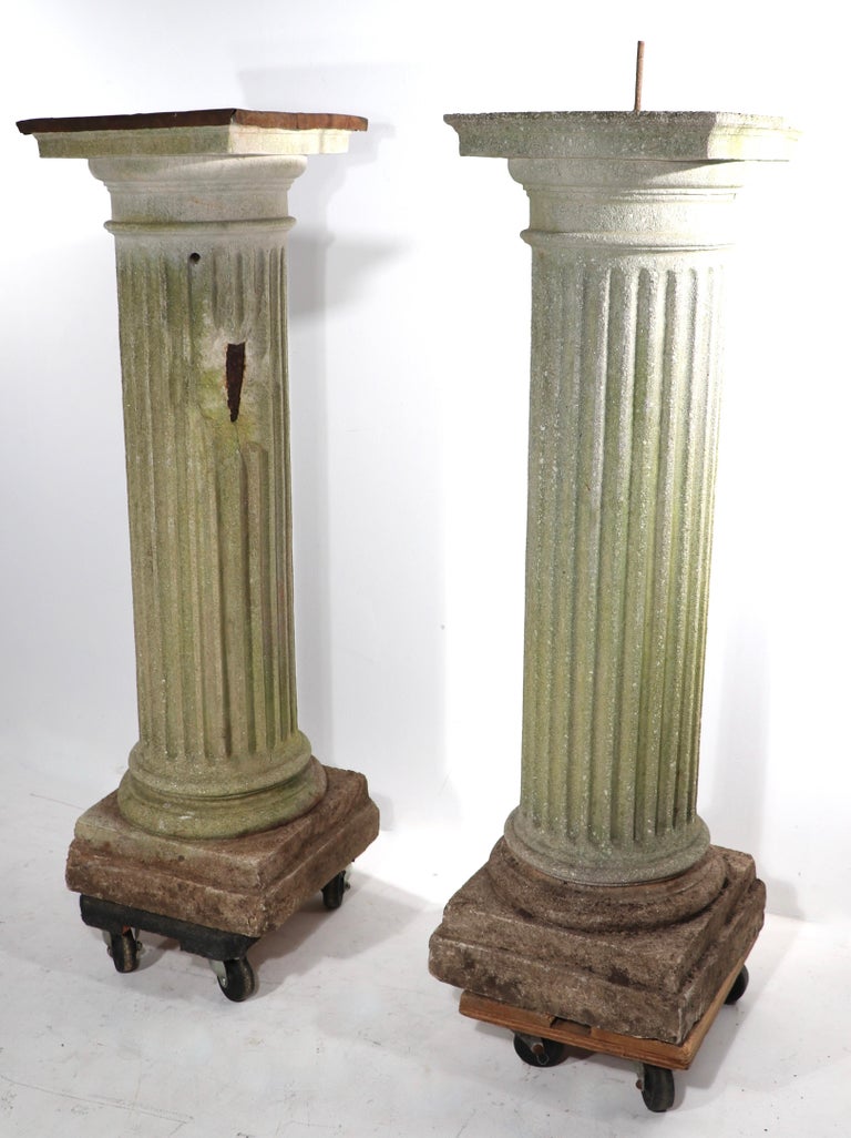 Impressive Pr. Cast Stone Columns with Jardiniere Tops For Sale at 1stDibs cast stone columns