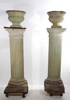 Impressive Pr. Cast Stone Columns with Jardiniere Tops