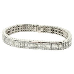 26.50 Carats Total Multi Row Princess & Baguette Diamond Multi Row Line Bracelet