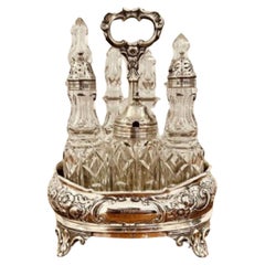 Impressive quality Antique seven bottle silver cruet set