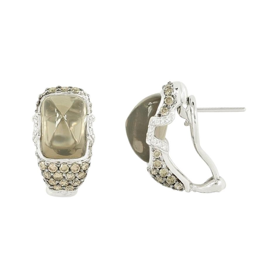 Beeindruckende Quarz-Diamant-Ohrringe aus 18 Karat Weißgold