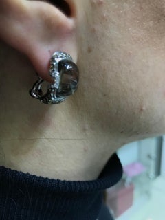 Impressive Quartz Diamond White Gold 18 Karat Earrings