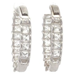 Impressive Radiant Cut Diamond Hoop Inside Out Earrings 15.28 Carats E-F VS 18KT