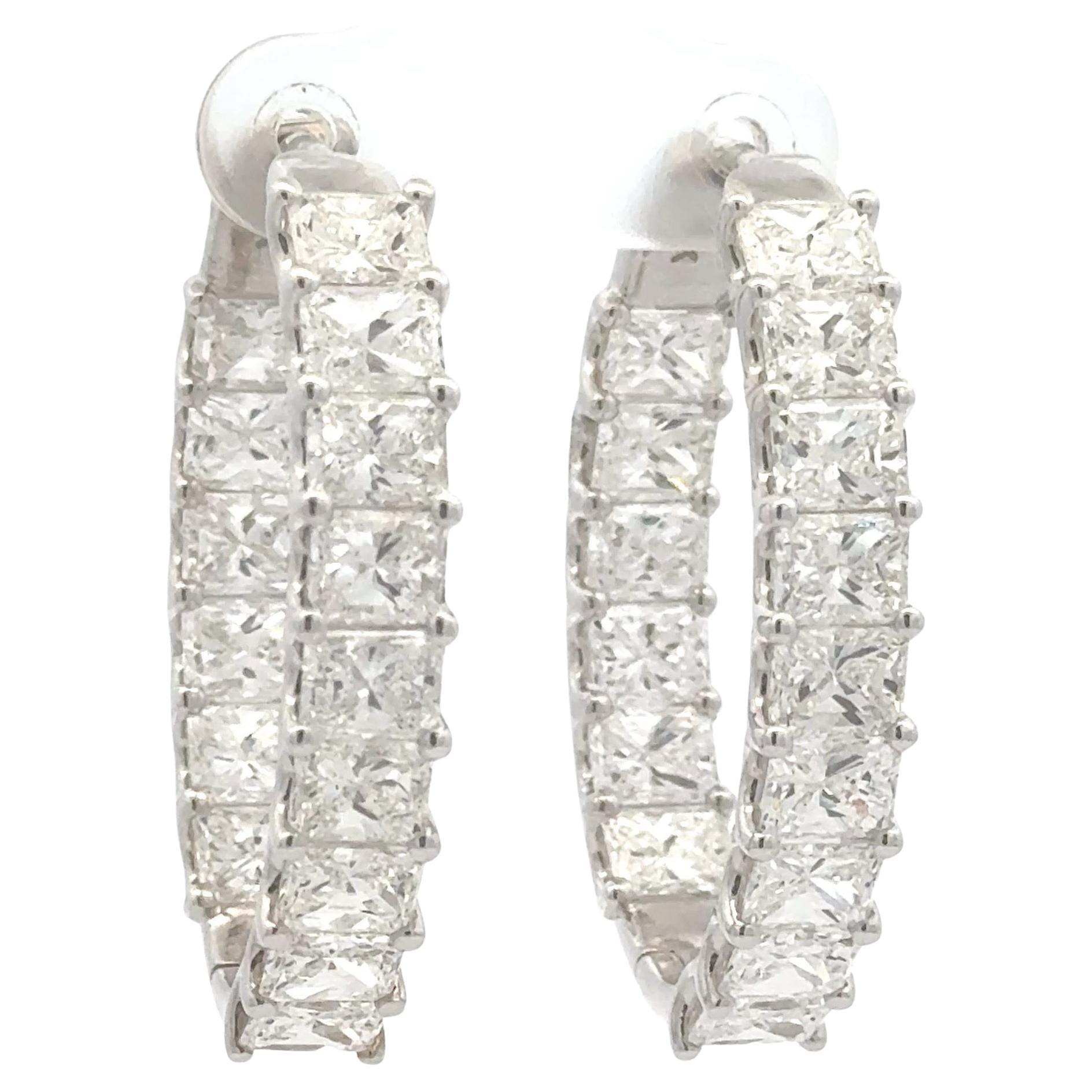 Beeindruckende Diamant-Creolen im Strahlenschliff Inside-Out-Ohrringe 15,28 Karat E-F VS 18KT