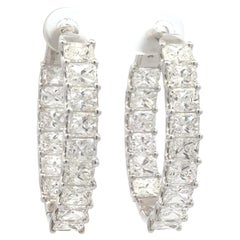 Impressive Radiant Cut Diamond Hoop Inside Out Earrings 15.28 Carats E-F VS 18KT