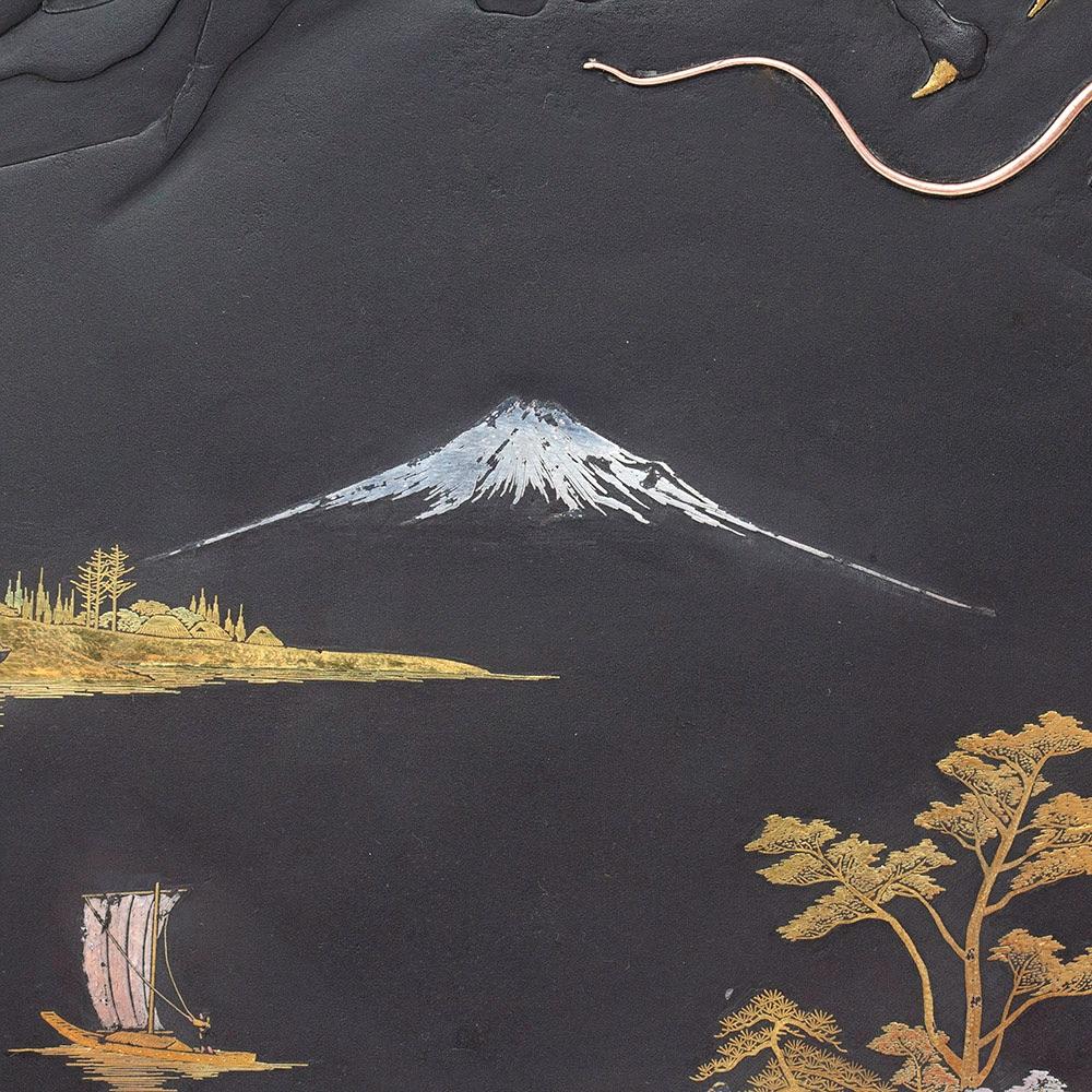 Japanese Komai Damascene Iron Dragon Charger 20th Century 1