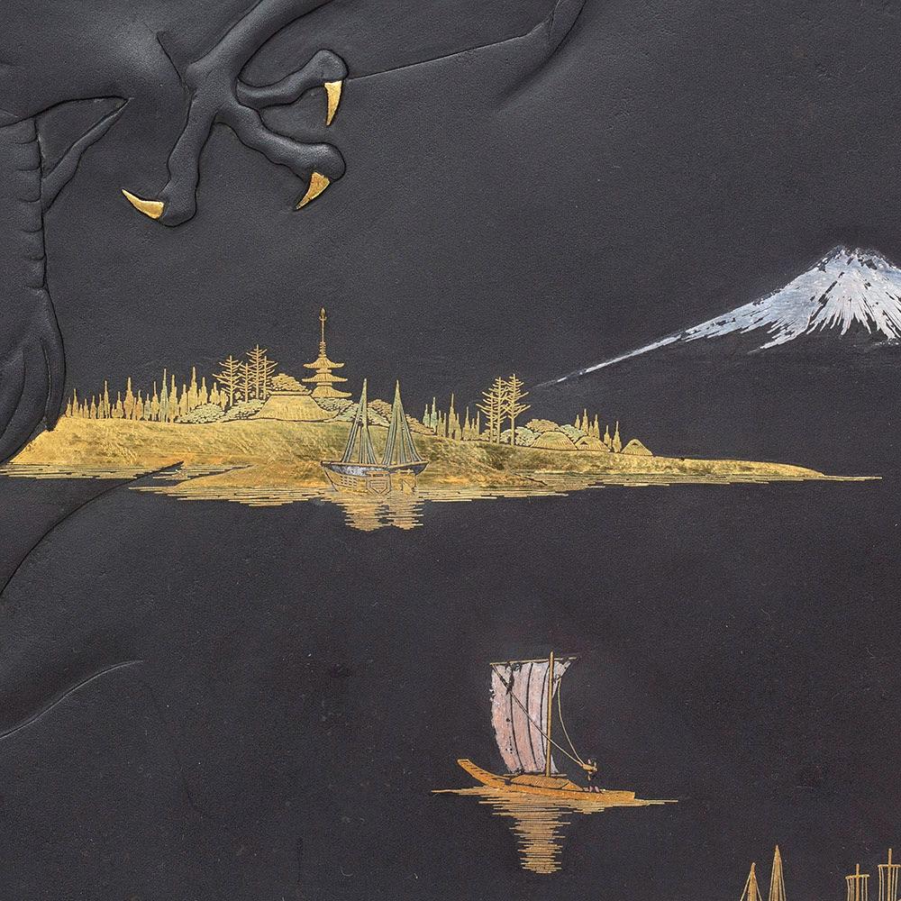 Japanese Komai Damascene Iron Dragon Charger 20th Century 2