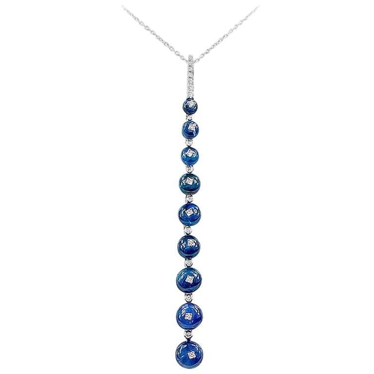 Beeindruckende seltene blaue Saphir-Diamant-Weißgold-Halskette