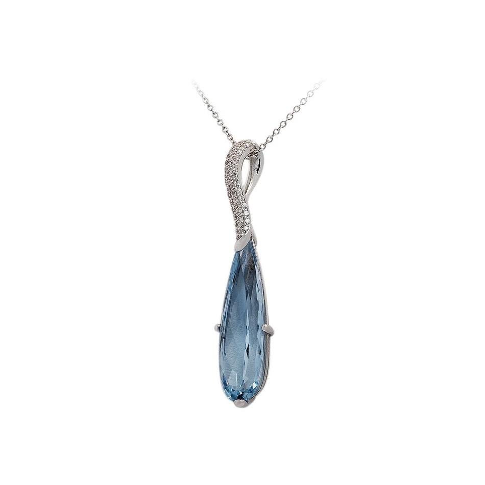 Necklace White Gold 14 K 

Diamond 47-RND-0,29-F/VS1A
Topaz 1-14,78ct

Weight 7.94 grams

With a heritage of ancient fine Swiss jewelry traditions, NATKINA is a Geneva based jewellery brand, which creates modern jewellery masterpieces suitable for