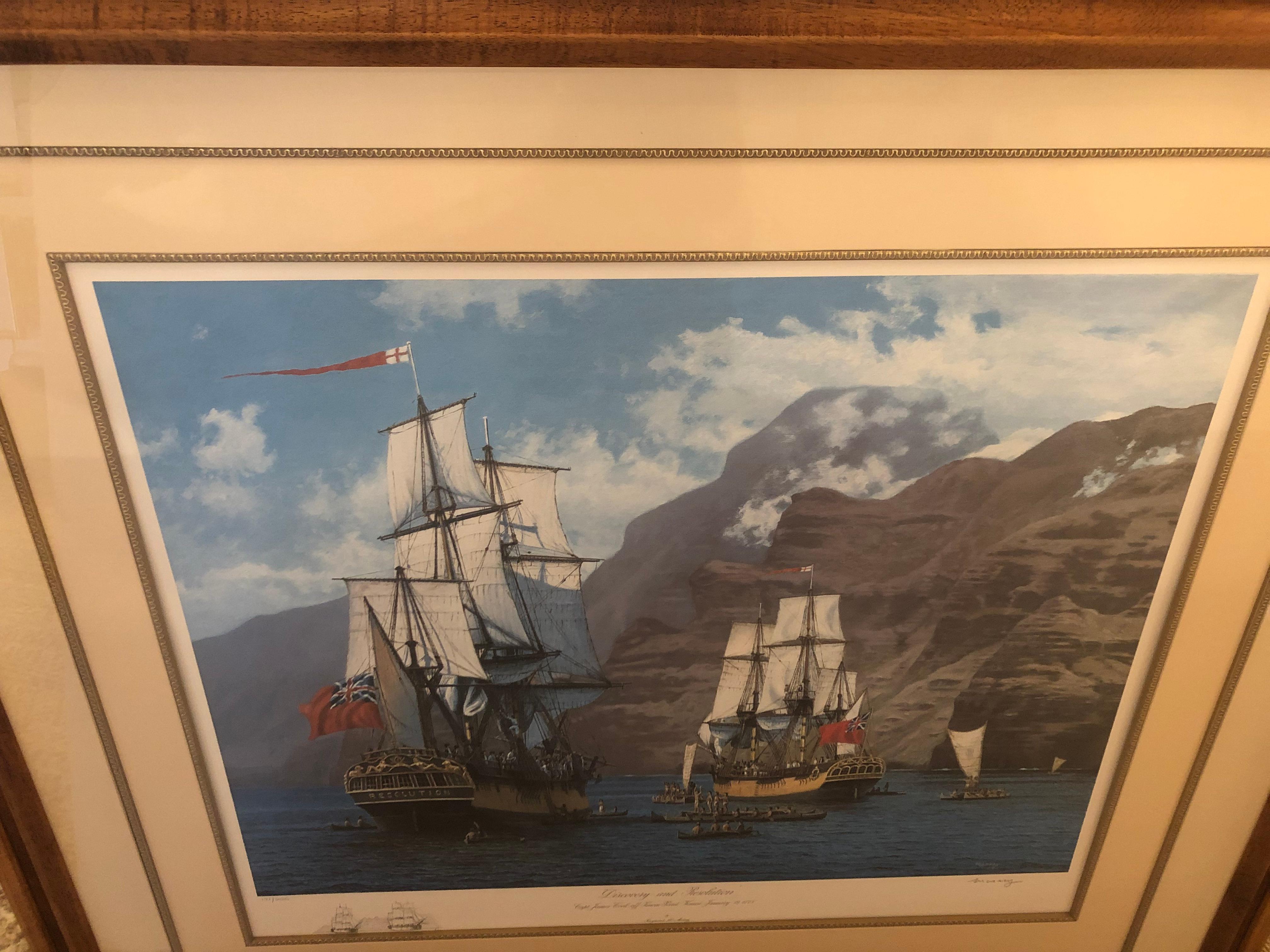 Impressive Raymond Massey Large Signed Nautical Lithograph For Sale 6