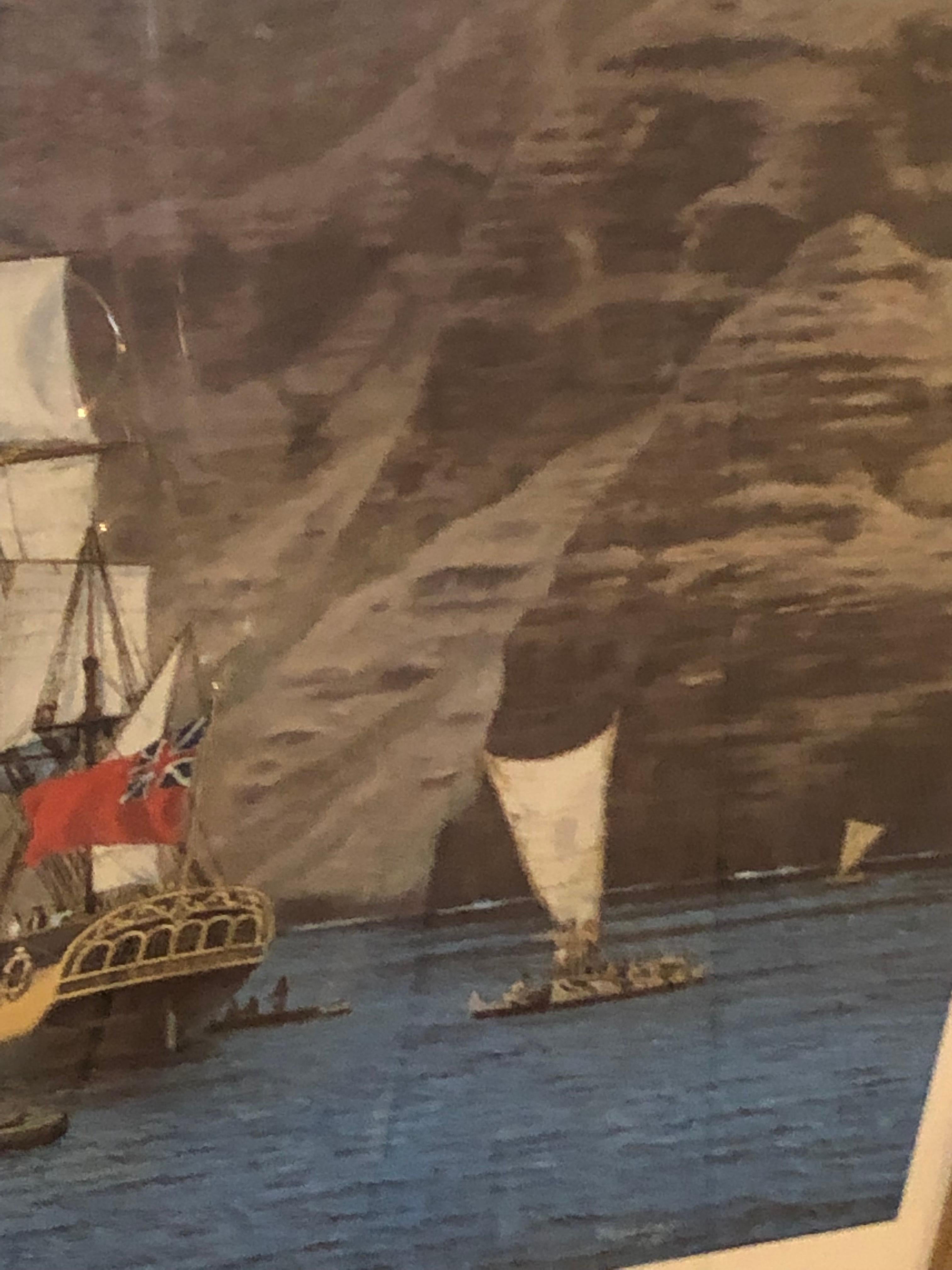 Impressionnante grande lithographie nautique signée Raymond Massey en vente 2