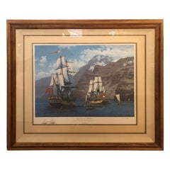 Vintage Impressive Raymond Massey Large Signed Nautical Lithograph