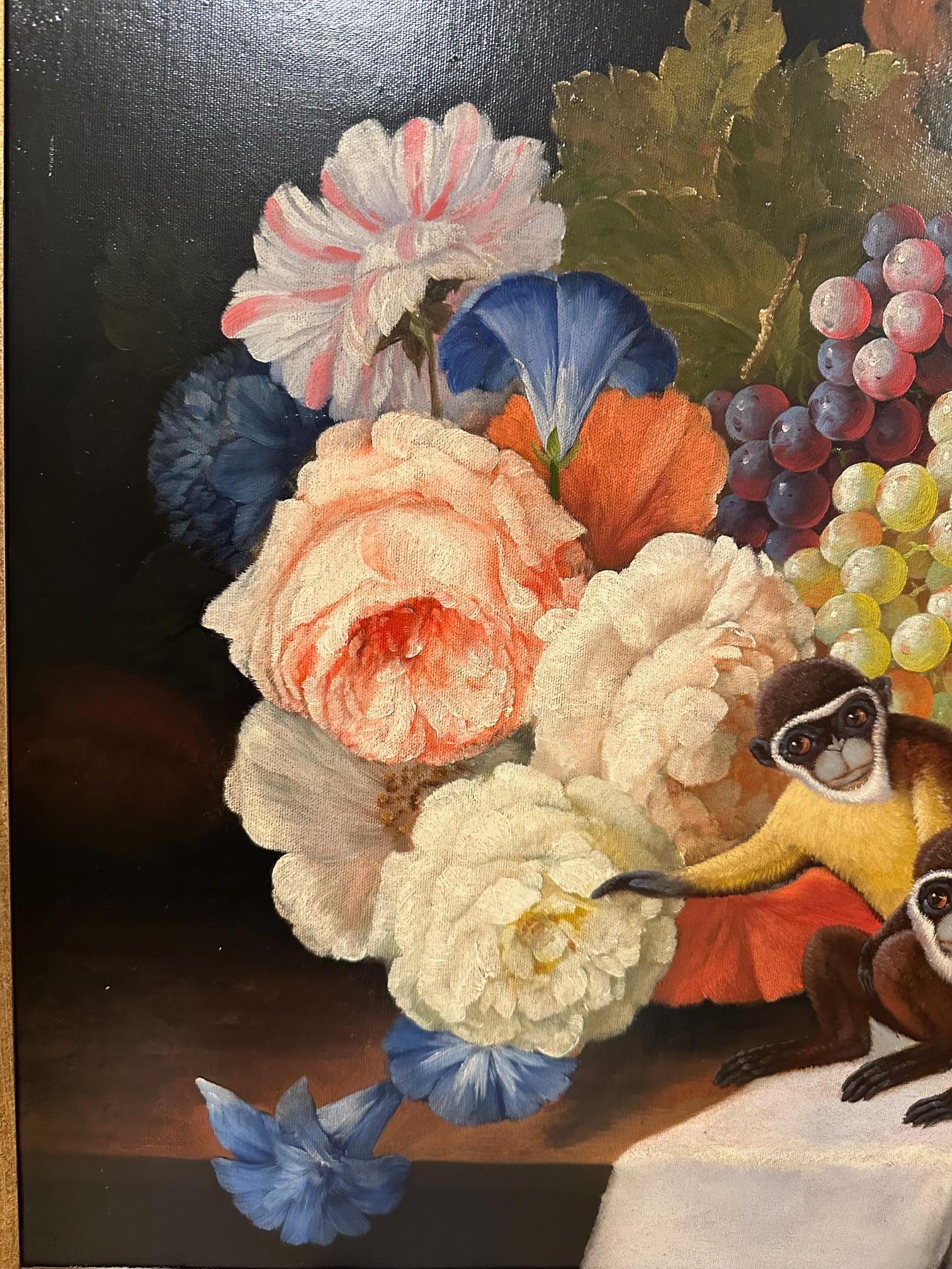 Impressive Realist Still Life of Fruit & Monkeys For Sale 2