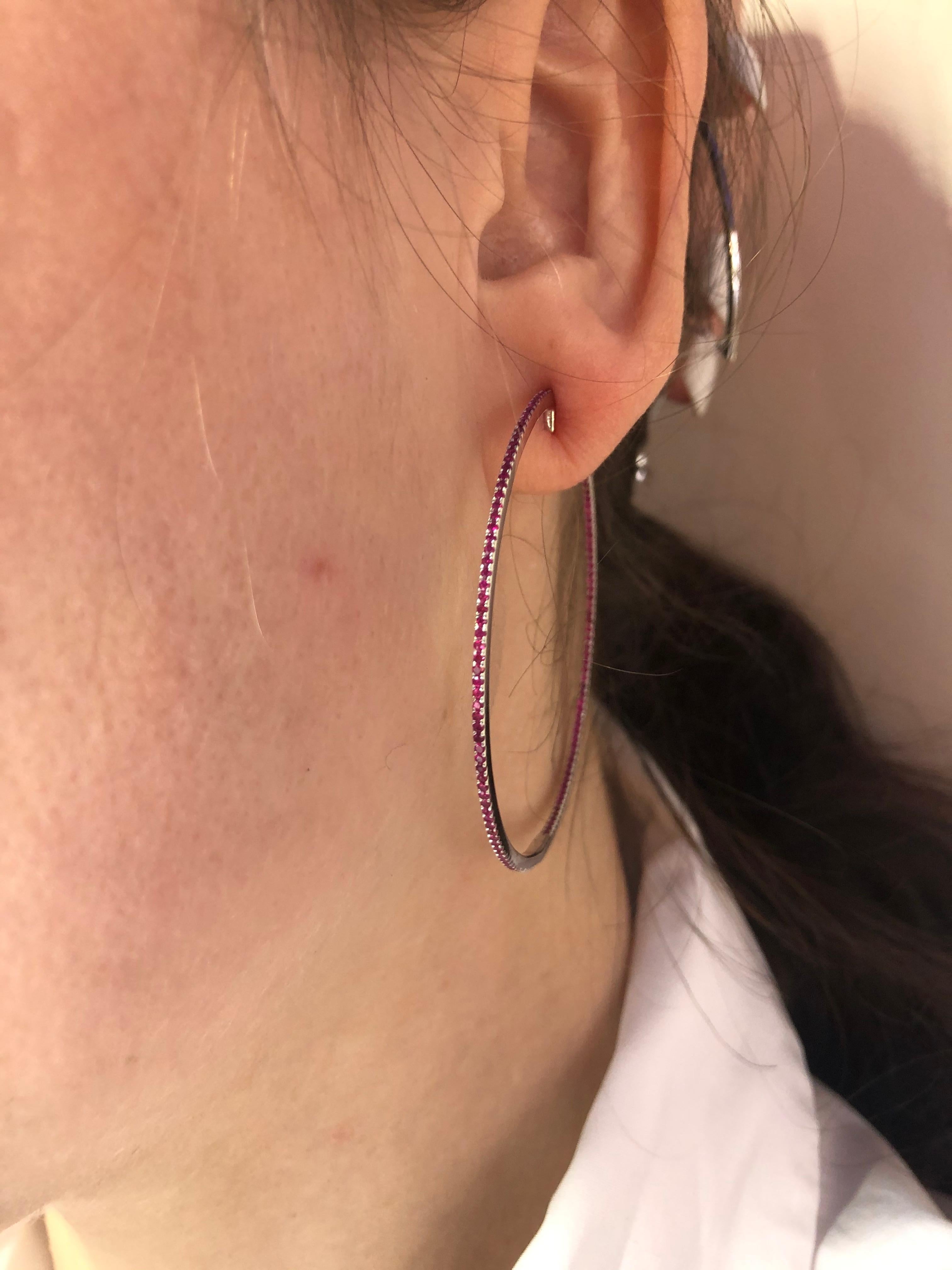 large ruby hoop earrings