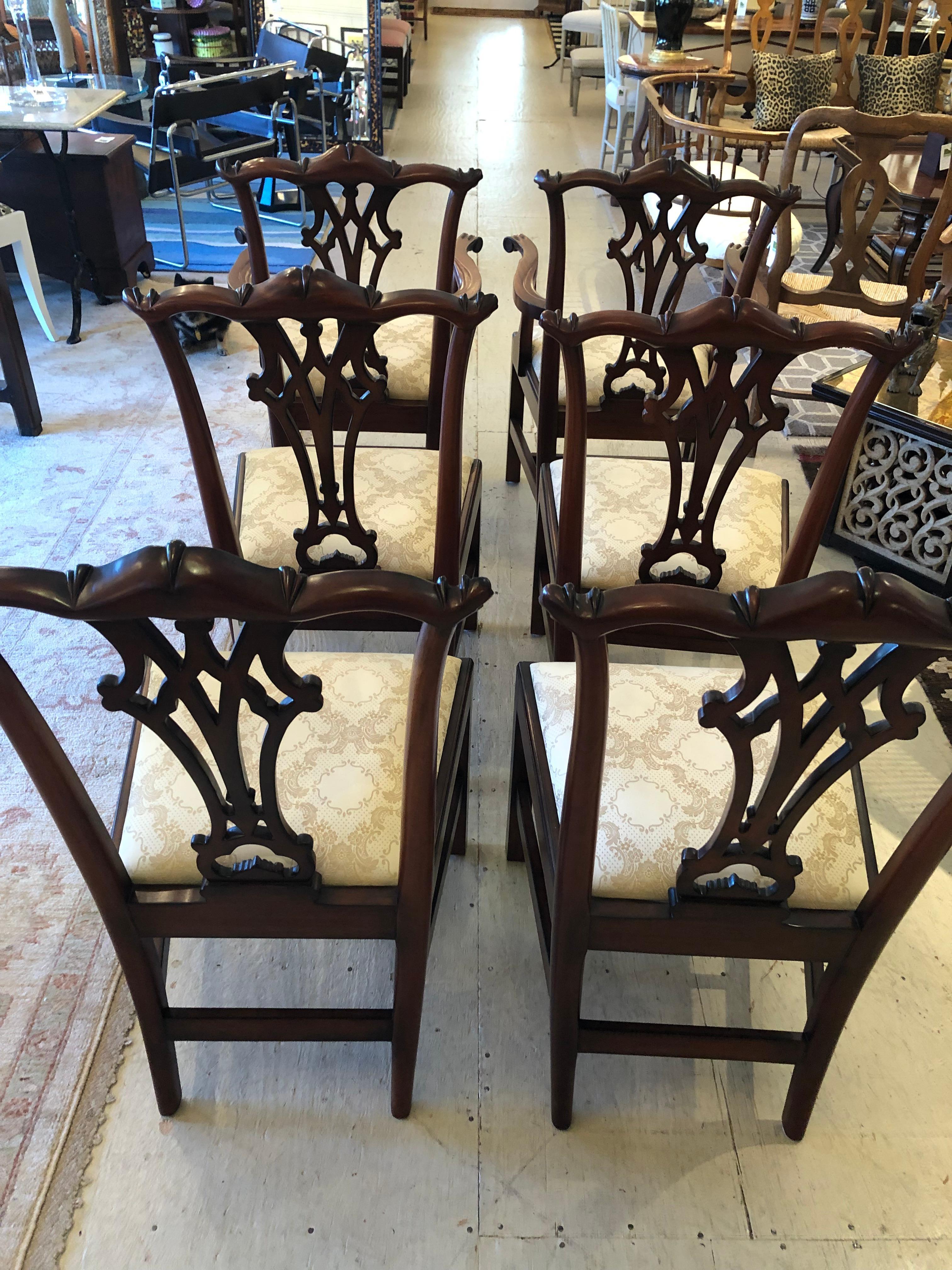 Impressionnant ensemble royal de 6 chaises de salle à manger de style Chippendale en vente 7