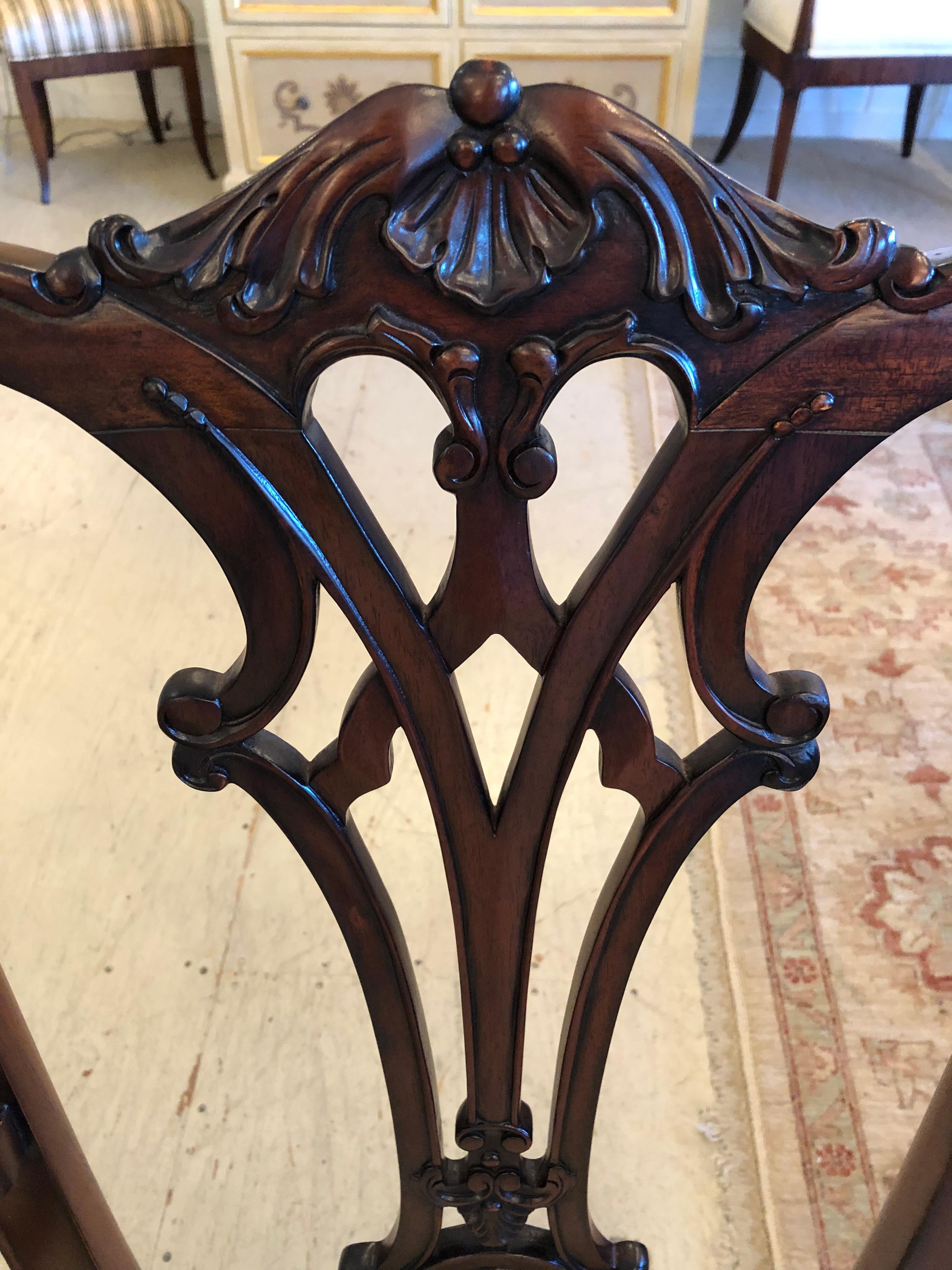 Impressive Regal Set of 6 Chippendale Style Dining Chairs For Sale 3