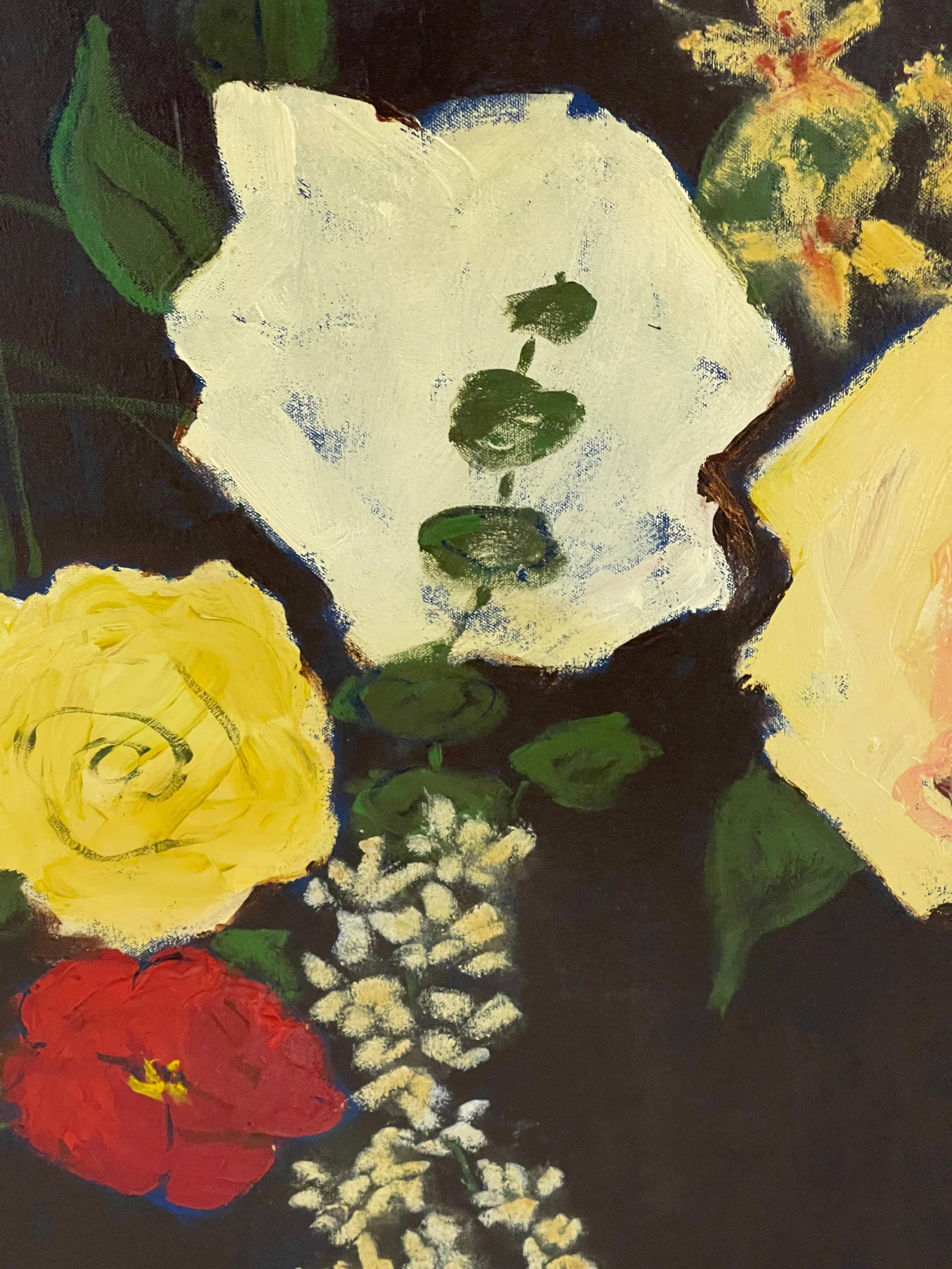 Bohème Impressionnante peinture sur toile de Robert The Robinson Roses dans la nuit en vente