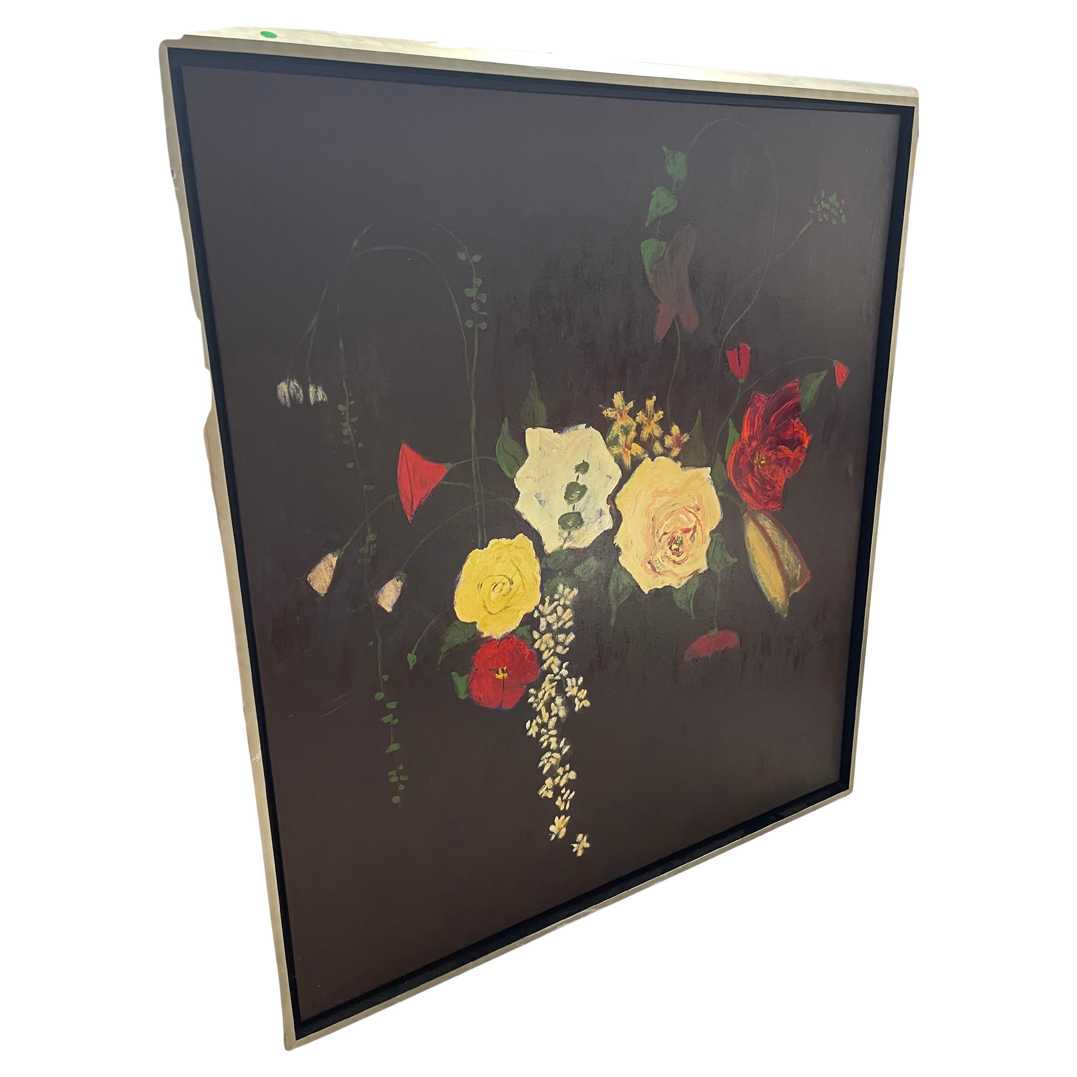 Impressionnante peinture sur toile de Robert The Robinson Roses dans la nuit