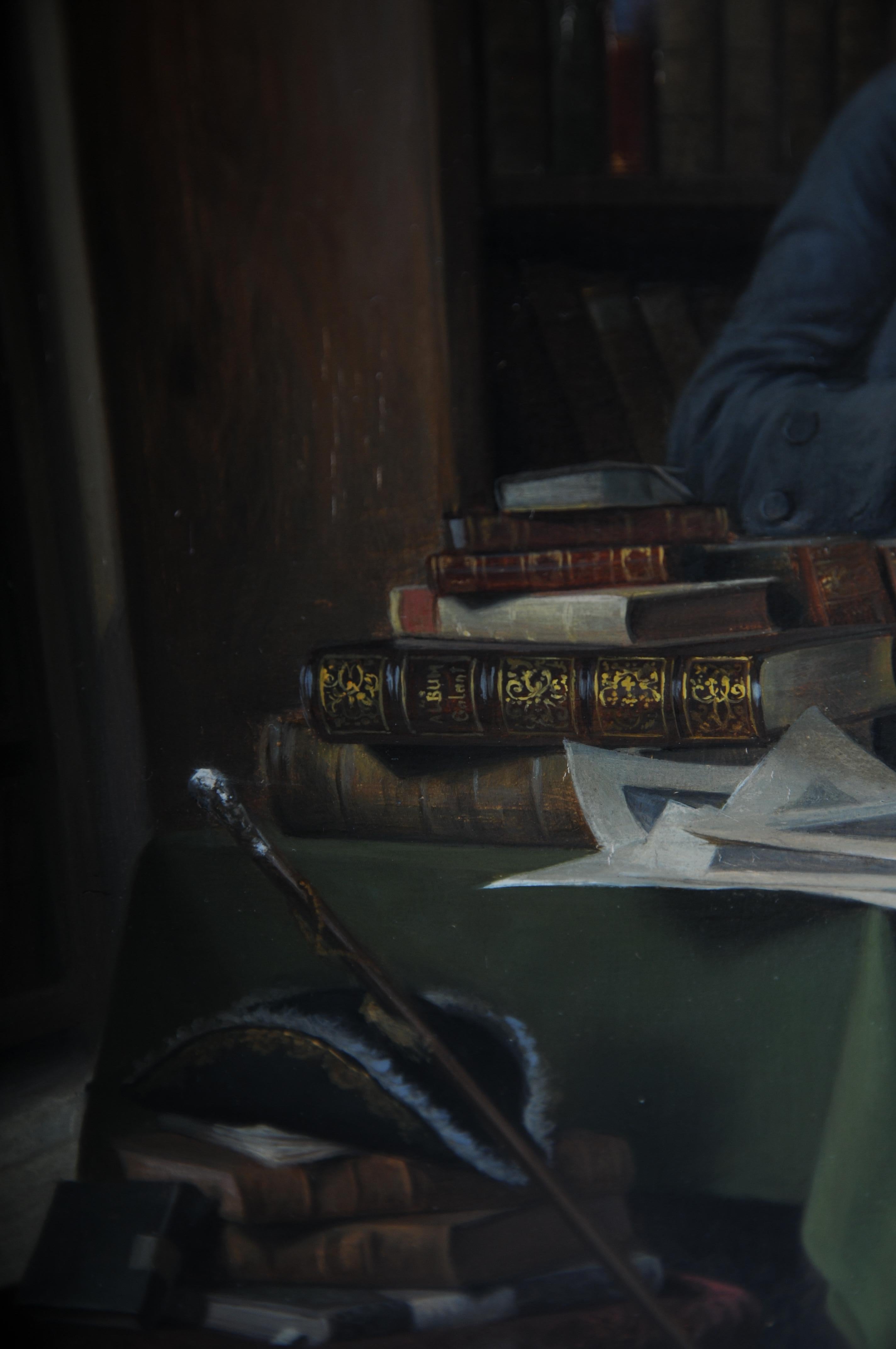 Impressive Rococo oil painting Book lovers in the library, 19th Century ...