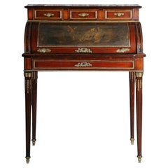 Impressive Rolling Secretary in Louis XVI, 20th Century, Mahogany