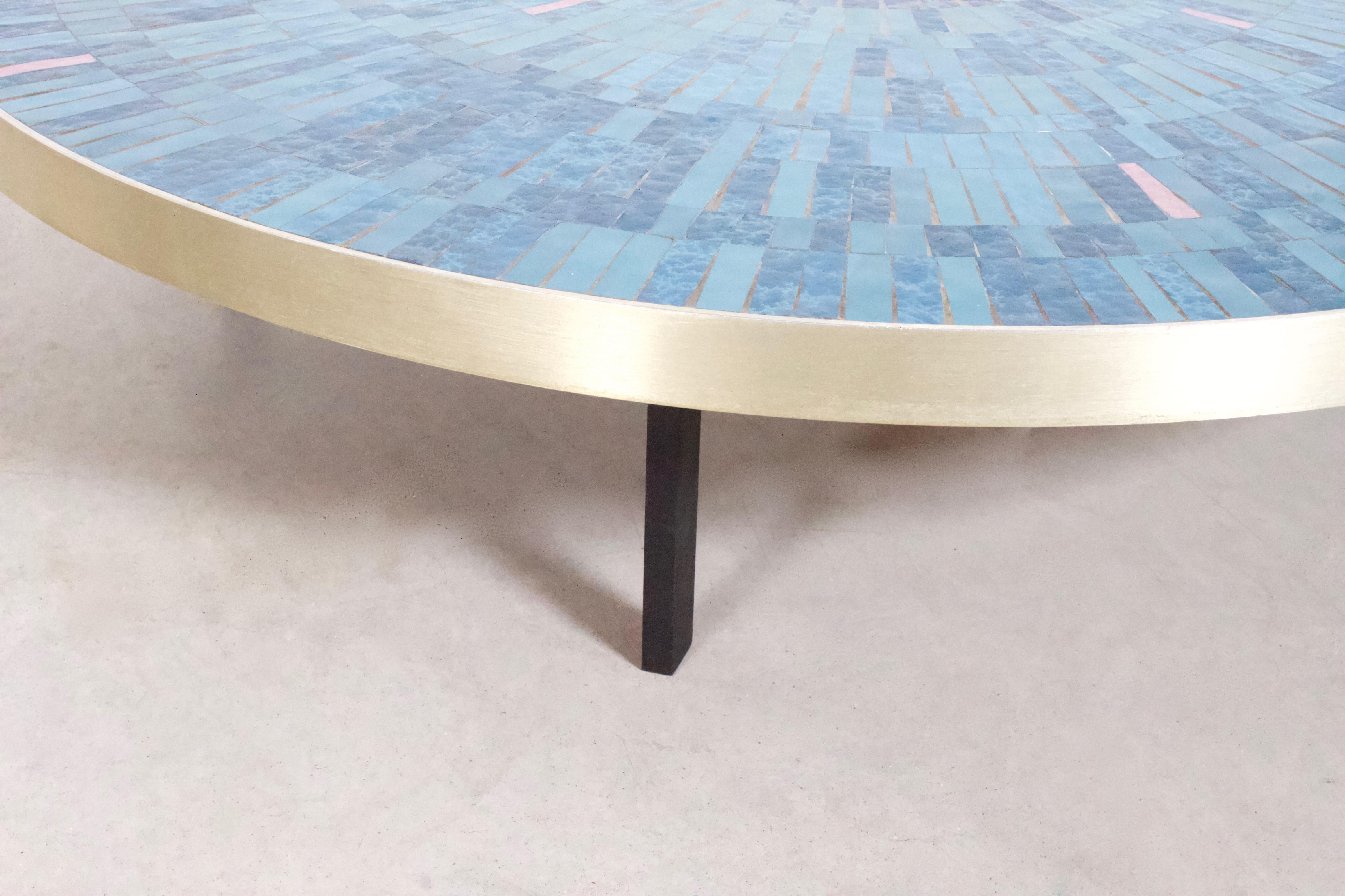 German Impressive Round Mosaic Tile Coffee Table by Berthold Müller, 1960s