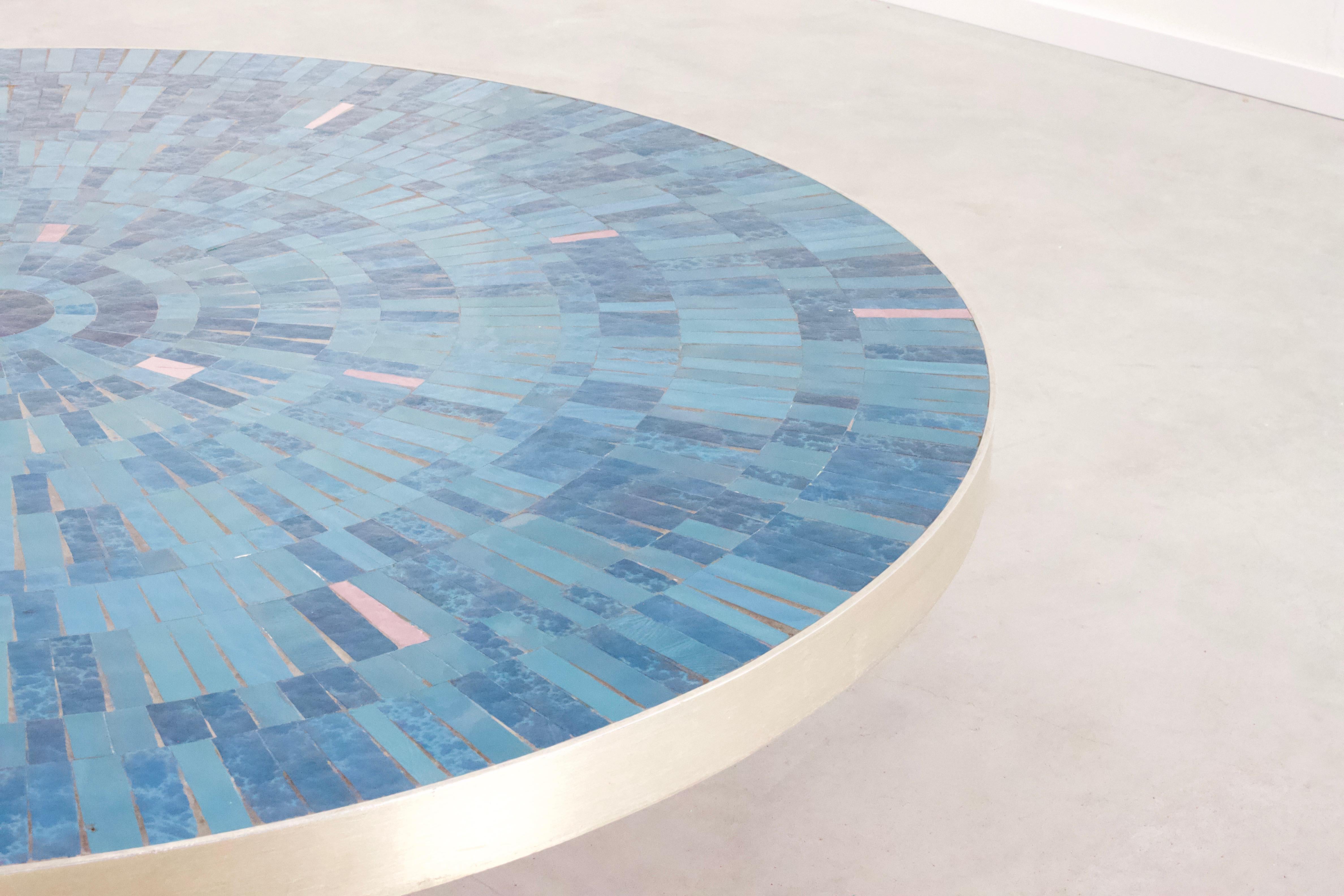 Glazed Impressive Round Mosaic Tile Coffee Table by Berthold Müller, 1960s