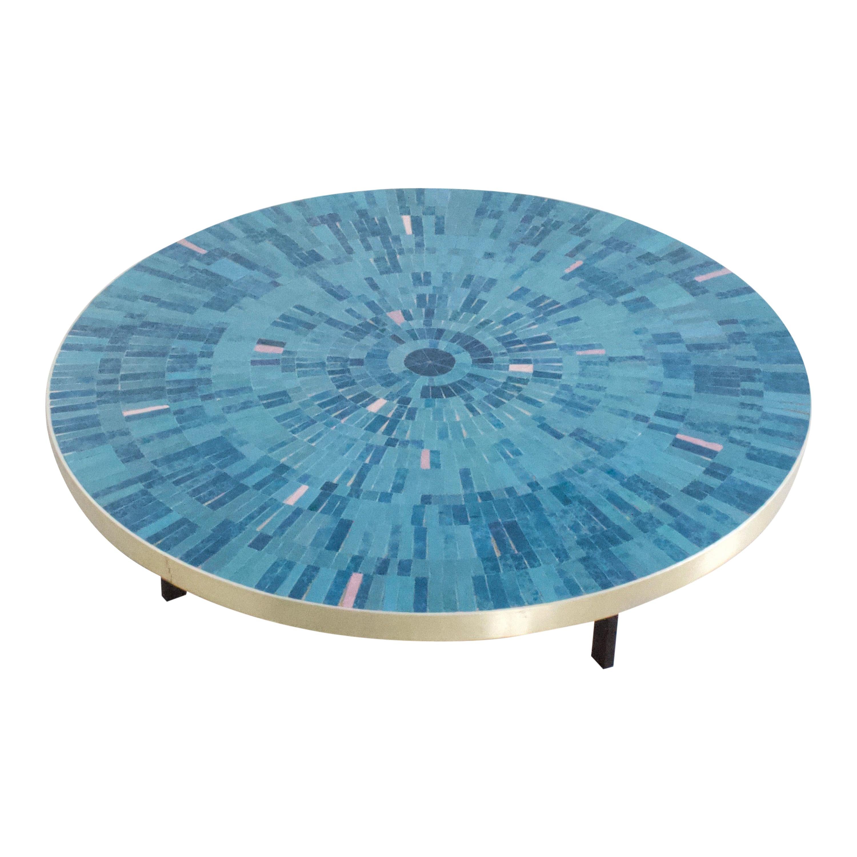 Impressive Round Mosaic Tile Coffee Table by Berthold Müller, 1960s