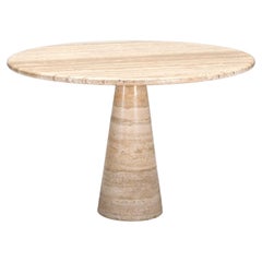 Vintage Impressive Round Natural Travertine Marble Dining Table, Italy, 1970s